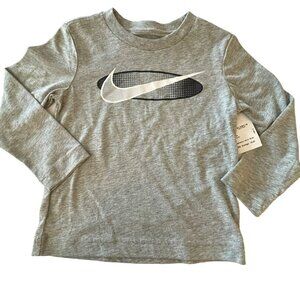Nike 2T Graphic Logo Tee Gray T Shirt Long Sleeve NWT